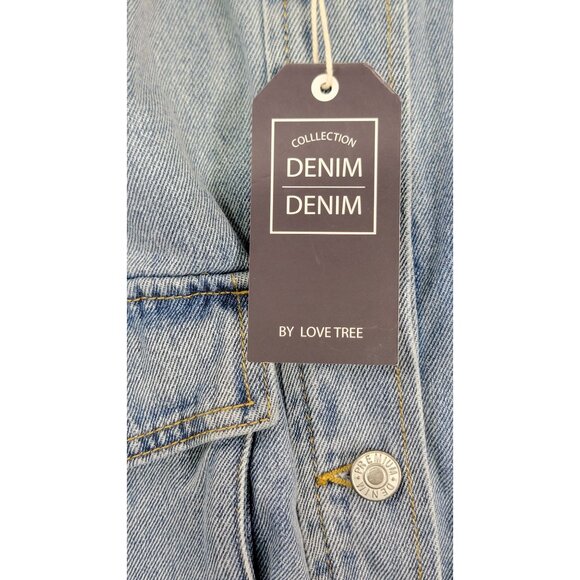 Love Tree Denim Jacket The Daisy Short Button Pockets Womens Med New Tags - Picture 7 of 9